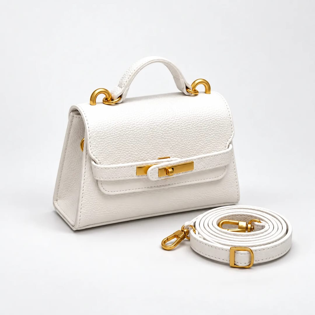 Guess Mini Top Handle Flap Bag White