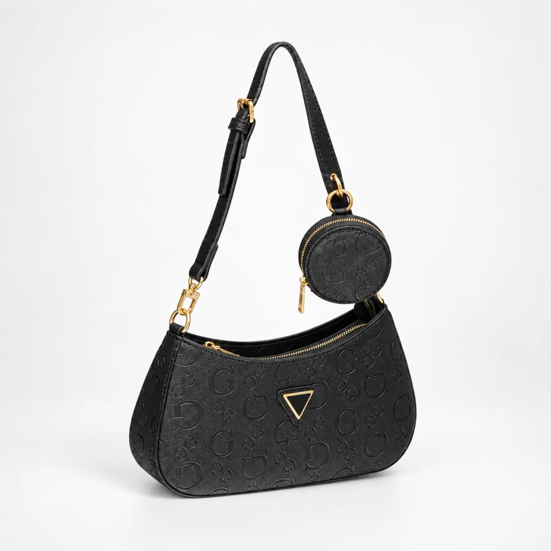 Guess Alexie Embossed Logo Shoulder Bag Black