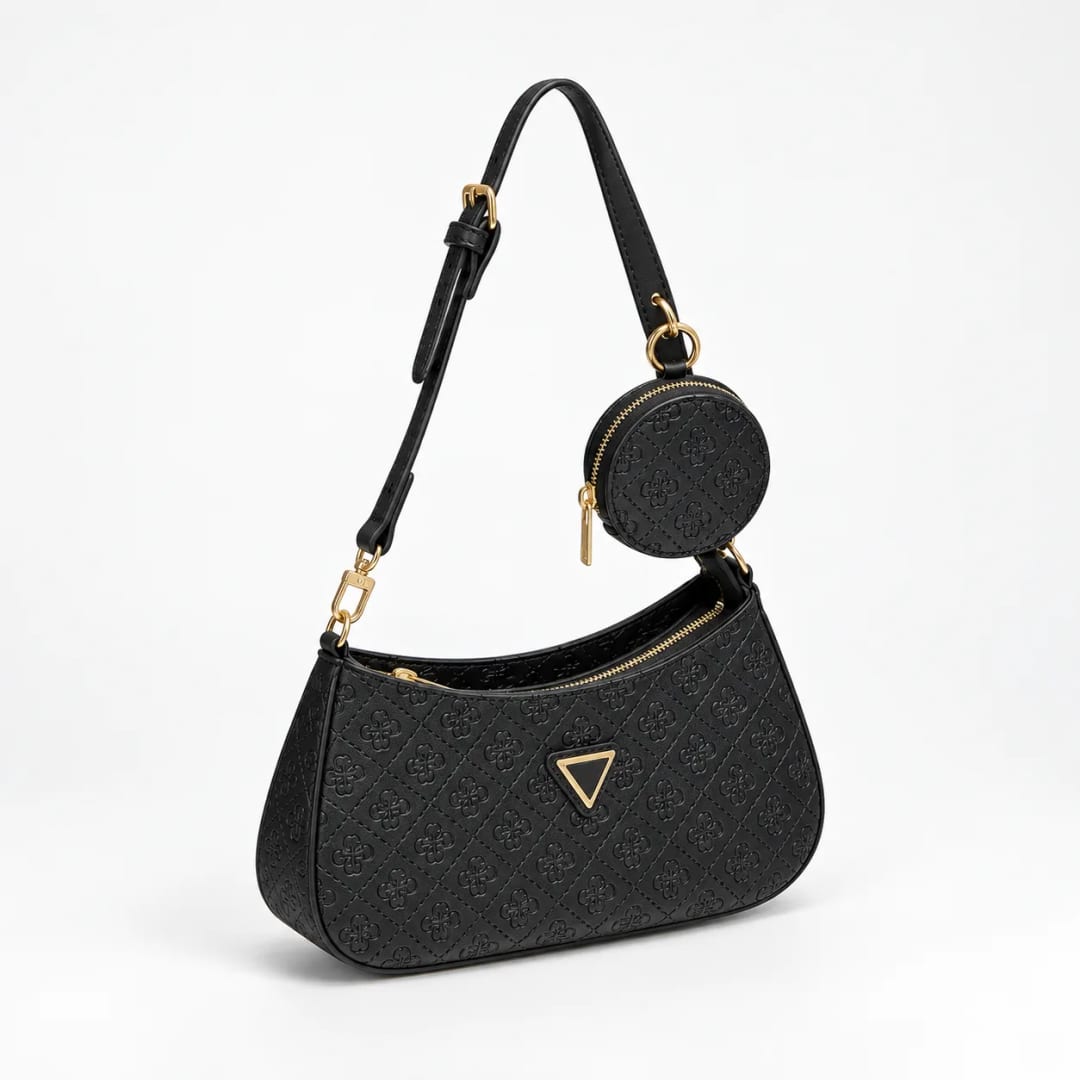 Guess Alexie Embossed 4G Logo Shoulder Bag Black