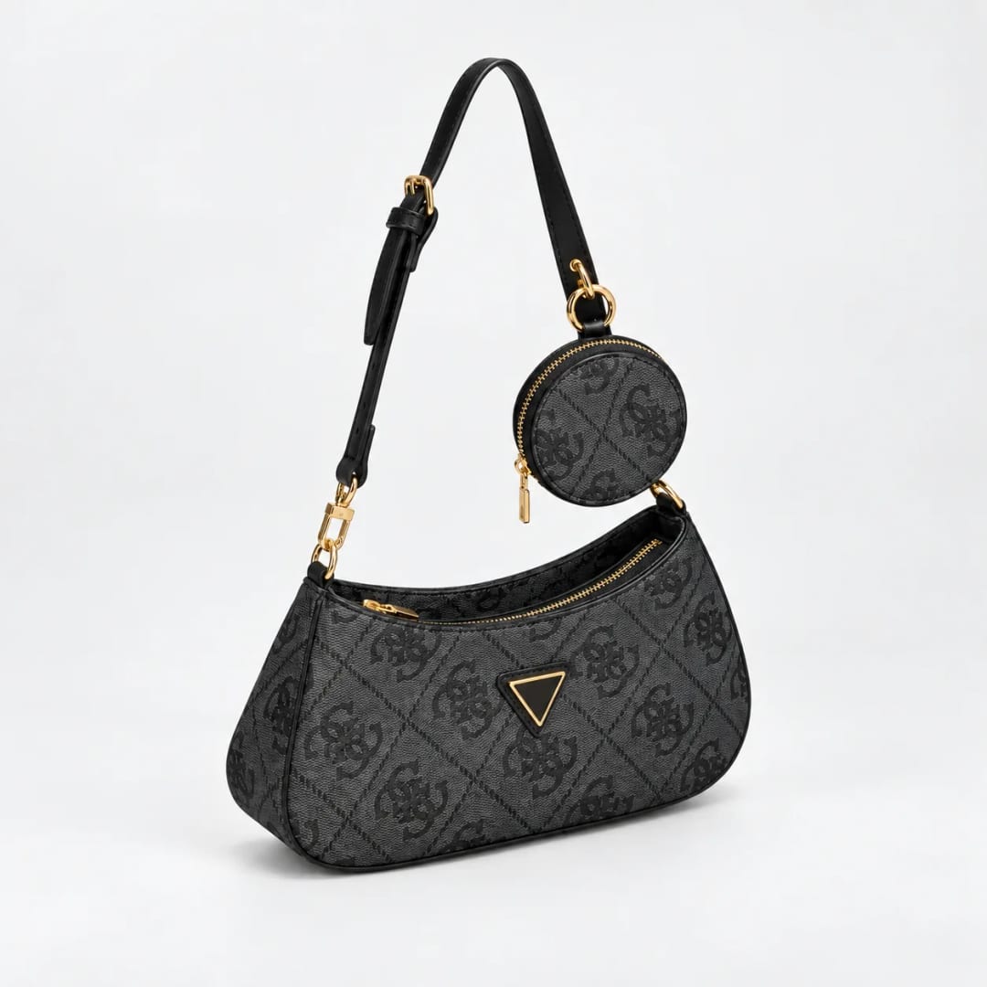 Guess Alexie 4G Logo Shoulder Bag Charcoal