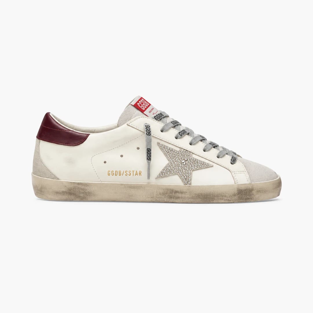 Golden Goose Super-Star Crystal Star Burgundy Heel