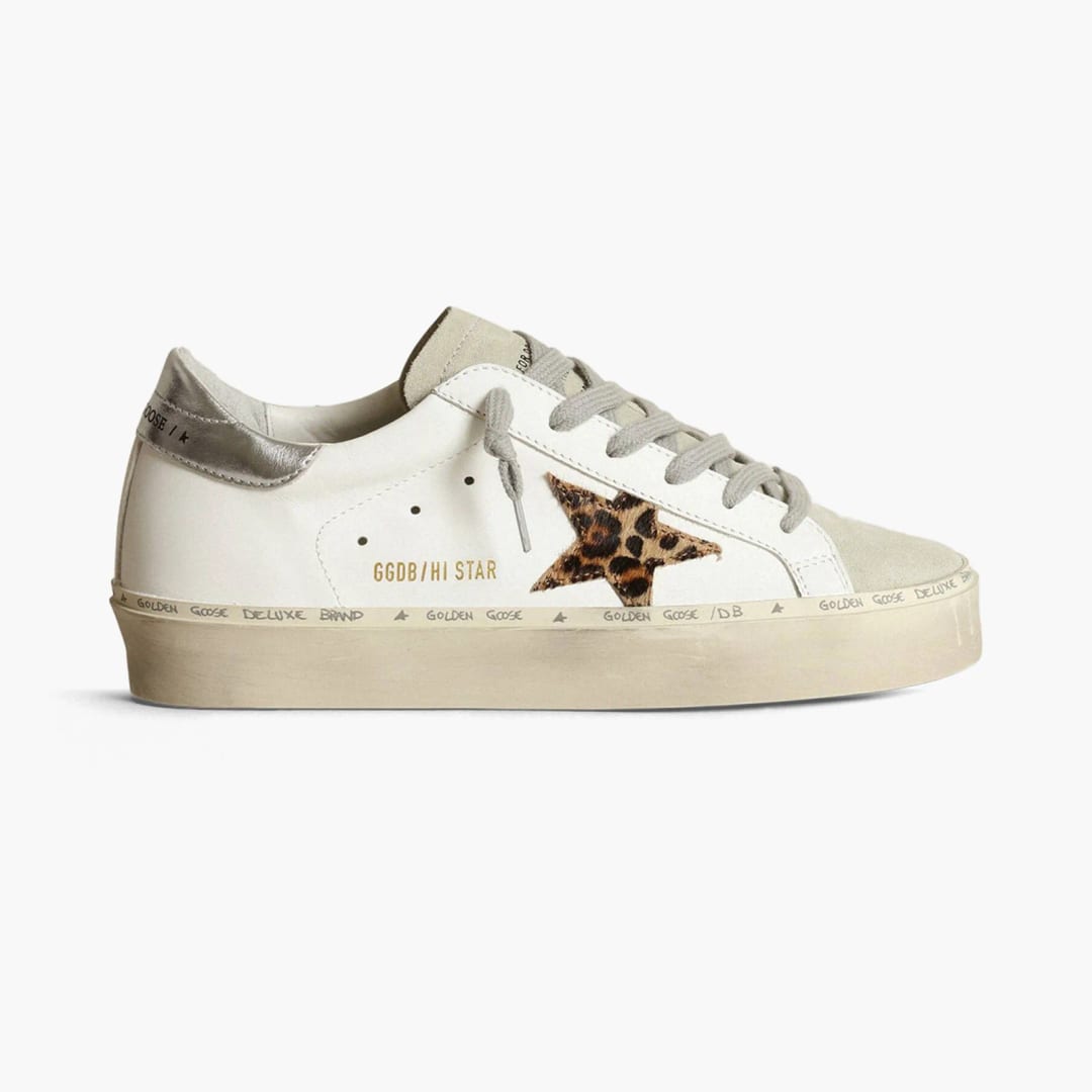 Golden Goose Hi Star Leopard Pony Star Silver Heel