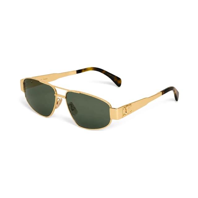 Celine Metal Triomphe CL40281U 30N Gold Green Güneş Gözlüğü