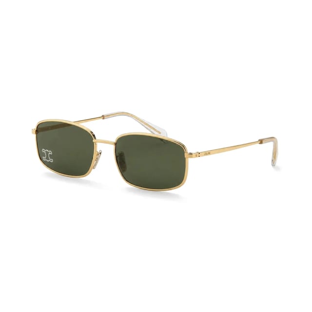 Celine Rhinestone Triomphe CL40285U 30N Gold Green Güneş Gözlüğü