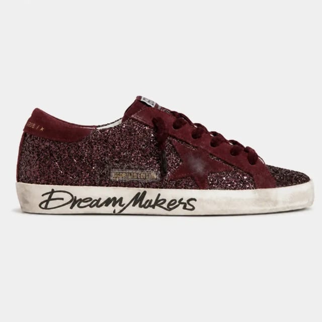 Golden Goose Super-Star Dream Makers in Burgundy Glitter