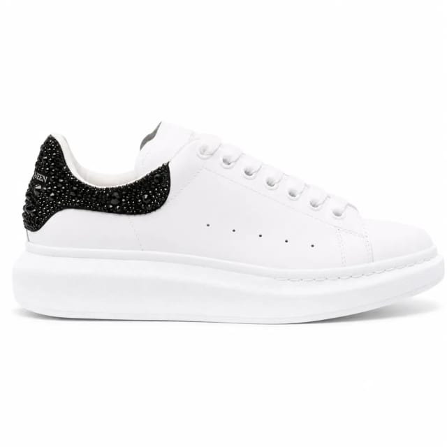 Alexander McQueen Oversized Crystal Heel White Black